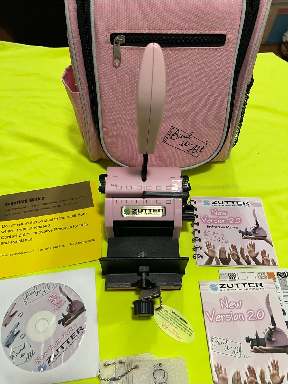 Zutter Bind-It-All V2.0 Pink Scrapbooking Tool Set w/ Carrying Case Accessories.